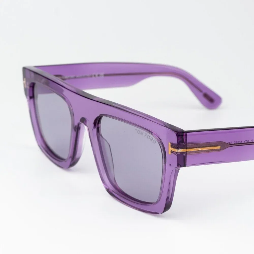 Tom Ford FAUSTO Men Sunglasses Transparent Violet Square FT0711/S 81Y BRAND NEW
